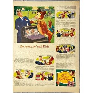 Borden's "Elsie the Cow: "if its Borden's it has to be good"Vtg Print Ad 1940-41